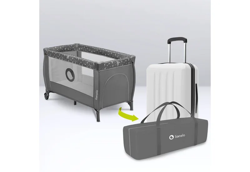 Baby-Reisebett Stefi Plus, 2in1: Babybett & Laufstall , Kompakte Größe , Luftiges Netz by Lionelo in Grey – product photo 5 of 5