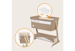 Baby-Reisebett THOMI PLUS, 5-in-1-Bett/Sofa/7 Verstellstufen/2 Rollen von Lionelo in Beige – Produktfoto 2 von 5