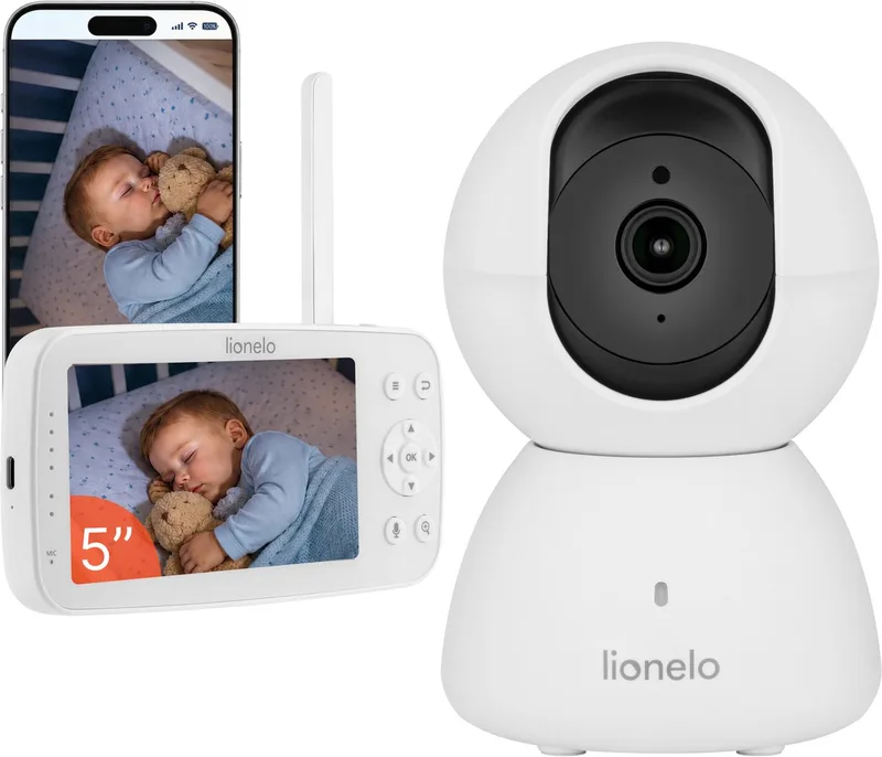 Babyline 8.4 Babyfoon met Camera – 5 Inch Monitor en Smartphone App – Full HD 1080p – WiFi Baby Monitor – Huil-, Bewegings- en Geluidsdetectie – Night Vision – Tweeweg Communicatie – Tot 300 m Bereik by Lionelo in Wit – product photo