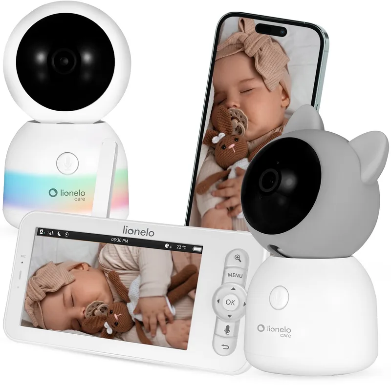 Babyline 9.2 AI - Babyfoon met AI - Full HD camera - Nachtlampje - Huildetectie - Bewegingsdetectie - Temperatuur- en vochtigheidssensor - Tweeweg communicatie - VOX modus - App-connectiviteit - Voedingsherinnering de Lionelo en 9.2 AI – photo produit