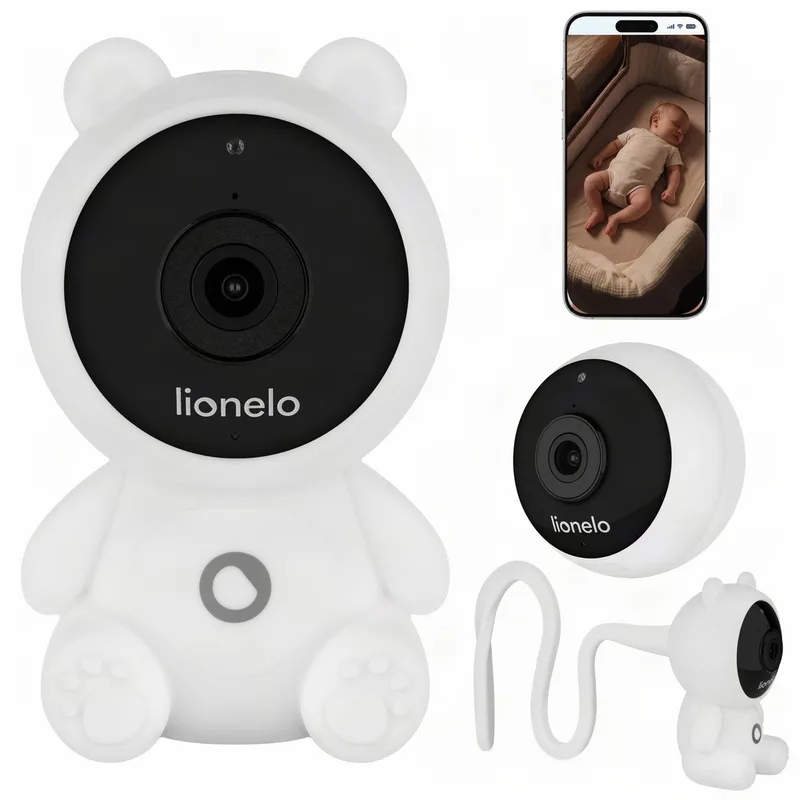 Babyline Smart 2.0 Babyfoon met Camera – WiFi Babycamera met App – Full HD 1080p – Bewegings- & Huildetectie – Nachtzicht – Tweerichtingsaudio – Witte Ruis – Temperatuursensor – Berenhoes – MicroSD 128 GB by Lionelo in Wit – product photo