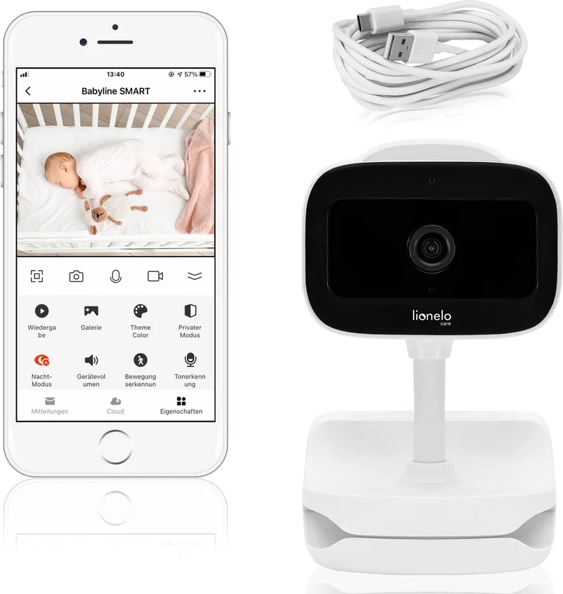 Babyline White - Draadloze elektronische babyfoon - Tweerichtingscommunicatie - 180 graden - nachtmodus tot 8 meter by Lionelo in Go – product photo