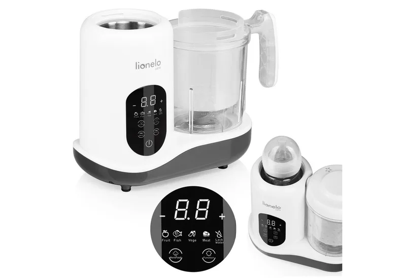 Babynahrungszubereiter LOC-BABY MENU, 300,00 W, 0,90 l Schüssel, 4 Programme/Entfrosten/Sterilisieren/Mixer/Touchscreen/900ml by Lionelo in White – product photo