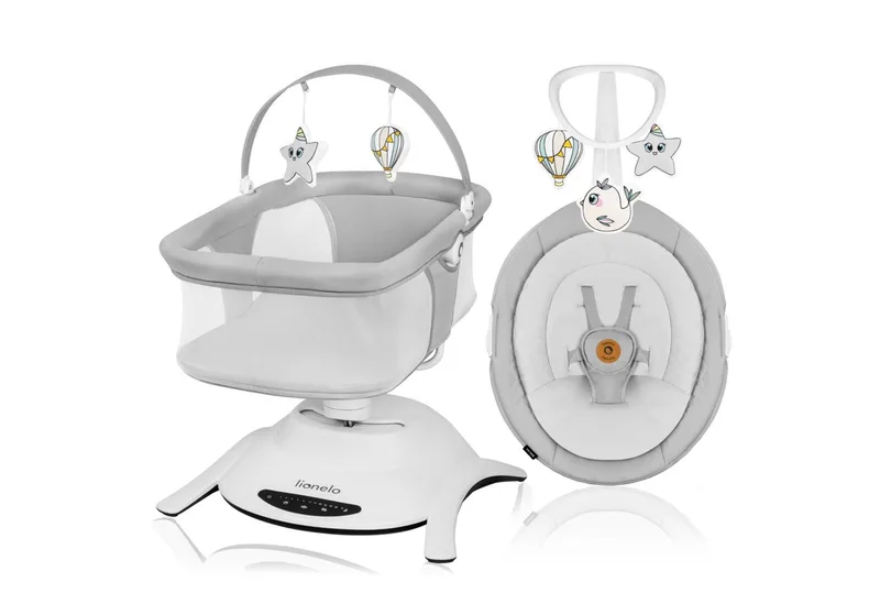 Babywippe Bella und Bella Set, 360' drehbarer Sitz, 12 beruhigende Melodien mit Lautstärkeregelung de Lionelo en Grau – photo produit