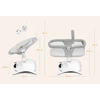Babywippe Bella und Bella Set, 360' drehbarer Sitz, 12 beruhigende Melodien mit Lautstärkeregelung by Lionelo in Grey – product photo 2 of 3