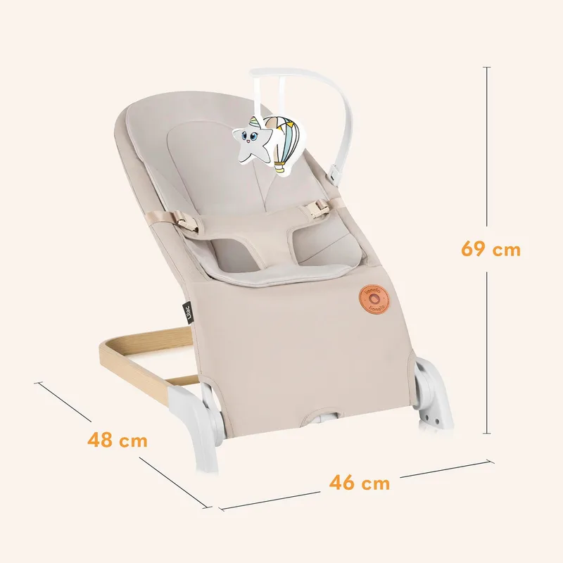 Babywippe Lilac by Lionelo in Beige, 69,5 × 46 × 51 mm – product photo 2 of 3