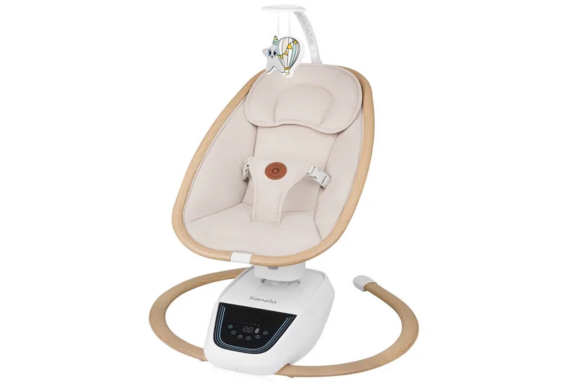 Babywippe OLIVIA, Drehbarer Sitz 180°/4 Geschwindigkeiten/13 Melodien de Lionelo en Beige – photo produit