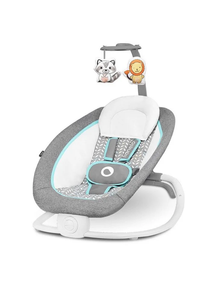 Babywippe Pascal, Verstellung der Rückenlehne Sanfte Vibrationen Anti-Rutsch-Kappen van Lionelo in Grijs – productfoto