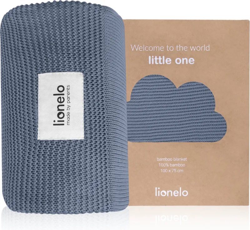 Bamboo Blanket - Deluxe Baby Deken - Hypoallergeen - Antibacterieel - Antischimmel - 100% Bamboe Katoen - Thermoregulerend - Zacht & Ademend - Duurzaam - Wasbaar - Vanaf Geboorte - 100×75 cm von Lionelo in Blau – Produktfoto 1 von 5