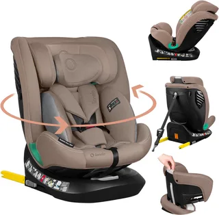 Bastiaan One i‑Size Autostoel – 4-in-1 ISOFIX & Top Tether – Achterwaarts & Voorwaarts – 360° Draaibare EasyTurn Basis – Verstelbare Hoofdsteun & Memory Foam – 40–150 cm – Lange Gebruik & Hoog Veiligheidsniveau by Lionelo in Beige – product photo 1 of 3