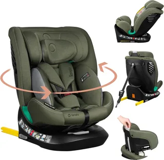 Bastiaan One i‑Size Autostoel – 4-in-1 ISOFIX & Top Tether – Achterwaarts & Voorwaarts – 360° Draaibare EasyTurn Basis – Verstelbare Hoofdsteun & Memory Foam – 40–150 cm – Lange Gebruik & Hoog Veiligheidsniveau von Lionelo in Grün – Produktfoto 1 von 3