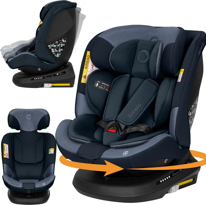Bastiaan Plus i-Size 4in1 Autostoel ISOFIX 360° Draaibaar – Van Geboorte tot 12 Jaar (40-150 cm) – RWF & FWF – Elektronische Top Tether-Controle – Dri-Seat – 12-Standen Hoofdsteun – 5 Ligstanden – Brede Comfortzitting – i-Size by Lionelo in Blauw – product photo