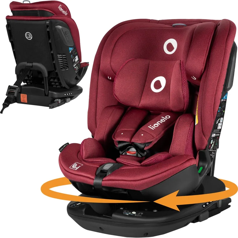 Bastiaan RWF i-Size Autostoel 0-36 kg – ISOFIX – 360° Draaibaar – i-Size R129 – Achterwaarts & Voorwaarts – Zijbescherming – Tri-Guard Hoofdsteun – Vanaf Geboorte tot 12 Jaar by Lionelo in Rood – product photo
