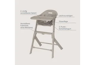 Beny – Hoge Kinderstoel 6–36 Maanden – 3-puntsgordel – Verstelbaar Dienblad & Voetsteun – Wasbare Inleg – Compact & Lichtgewicht by Lionelo in Beige – product photo 2 of 5