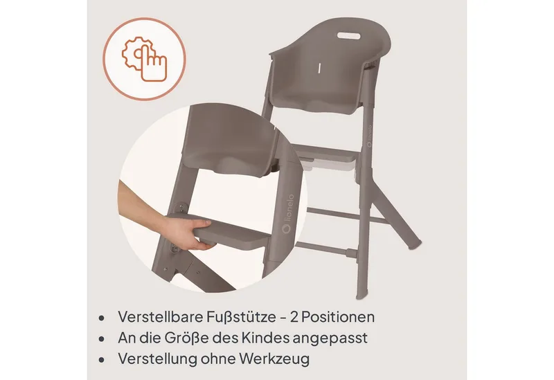 Beny – Hoge Kinderstoel 6–36 Maanden – 3-puntsgordel – Verstelbaar Dienblad & Voetsteun – Wasbare Inleg – Compact & Lichtgewicht by Lionelo in Beige – product photo 4 of 5