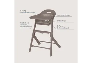Beny – Hoge Kinderstoel 6–36 Maanden – 3-puntsgordel – Verstelbaar Dienblad & Voetsteun – Wasbare Inleg – Compact & Lichtgewicht by Lionelo in Beige – product photo 2 of 5