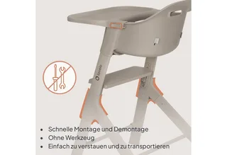 Beny – Hoge Kinderstoel 6–36 Maanden – 3-puntsgordel – Verstelbaar Dienblad & Voetsteun – Wasbare Inleg – Compact & Lichtgewicht by Lionelo in Beige – product photo 5 of 5