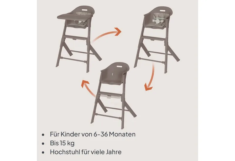 Beny – Hoge Kinderstoel 6–36 Maanden – 3-puntsgordel – Verstelbaar Dienblad & Voetsteun – Wasbare Inleg – Compact & Lichtgewicht by Lionelo in Beige – product photo 3 of 5