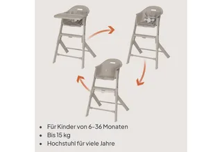 Beny – Hoge Kinderstoel 6–36 Maanden – 3-puntsgordel – Verstelbaar Dienblad & Voetsteun – Wasbare Inleg – Compact & Lichtgewicht by Lionelo in Beige – product photo 3 of 5