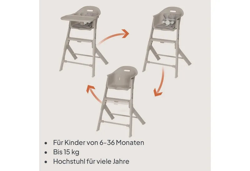 Beny – Hoge Kinderstoel 6–36 Maanden – 3-puntsgordel – Verstelbaar Dienblad & Voetsteun – Wasbare Inleg – Compact & Lichtgewicht by Lionelo in Beige – product photo 3 of 5