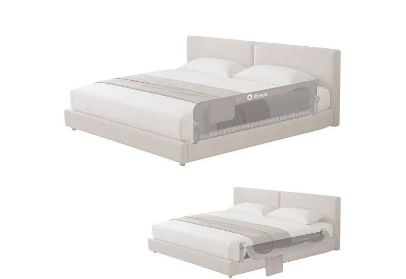Bedrail Eva (twee veiligheidsgordels, kantelverstelling, eenvoudige montage), eenvoudige montage, opklapbaar om 180 graden, robuuste constructie van Lionelo in Grijs – productfoto 3 van 4