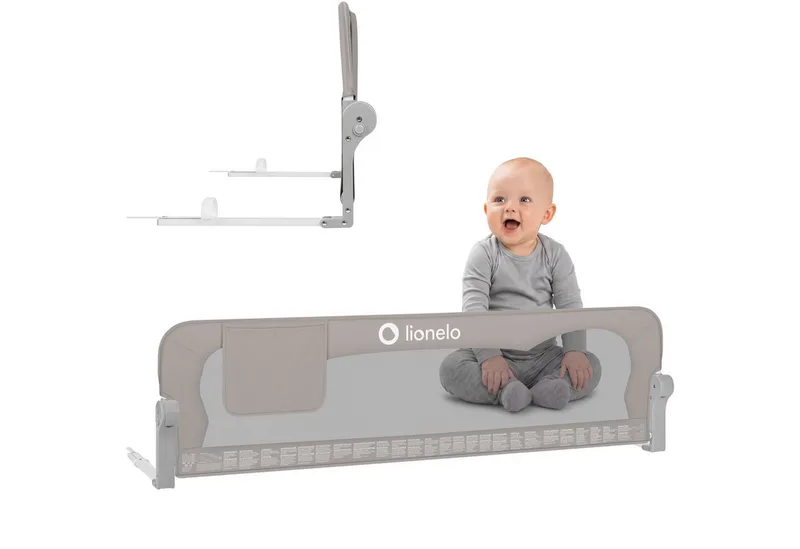 Bedrail Eva (twee veiligheidsgordels, kantelverstelling, eenvoudige montage), eenvoudige montage, opklapbaar om 180 graden, robuuste constructie van Lionelo in Grijs – productfoto 1 van 4