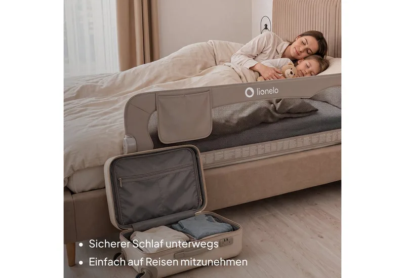 Bedrail Eva (twee gordels, kantelverstelling, eenvoudige montage), eenvoudige montage, opklapbaar om 180 graden, robuuste constructie van Lionelo in Beige, Bruin – productfoto 5 van 5