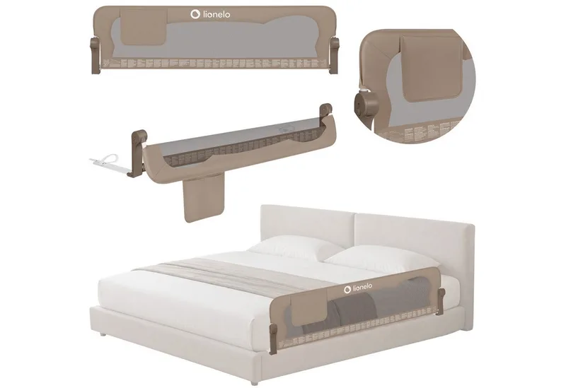 Bedrail Eva (twee gordels, kantelverstelling, eenvoudige montage), eenvoudige montage, opklapbaar om 180 graden, robuuste constructie van Lionelo in Beige, Bruin – productfoto 3 van 5