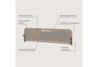 Bedrail Eva (twee gordels, kantelverstelling, eenvoudige montage), eenvoudige montage, opklapbaar om 180 graden, robuuste constructie van Lionelo in Beige, Bruin – productfoto 4 van 5