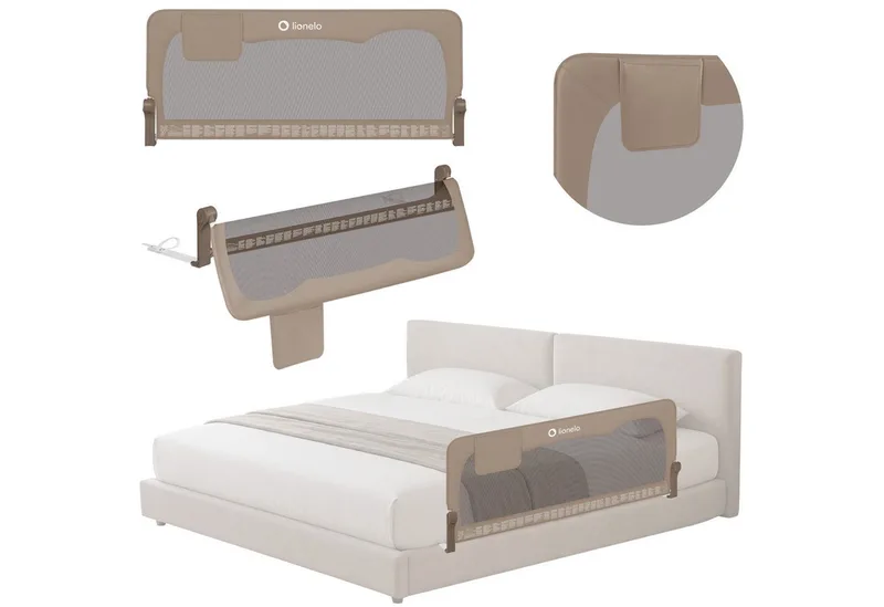 Bettschutzgitter HANNA (Set, Set), 180 Grad 66 cm hoch Standsafe SecureBelt von Lionelo in Beige, Braun – Produktfoto 1 von 5