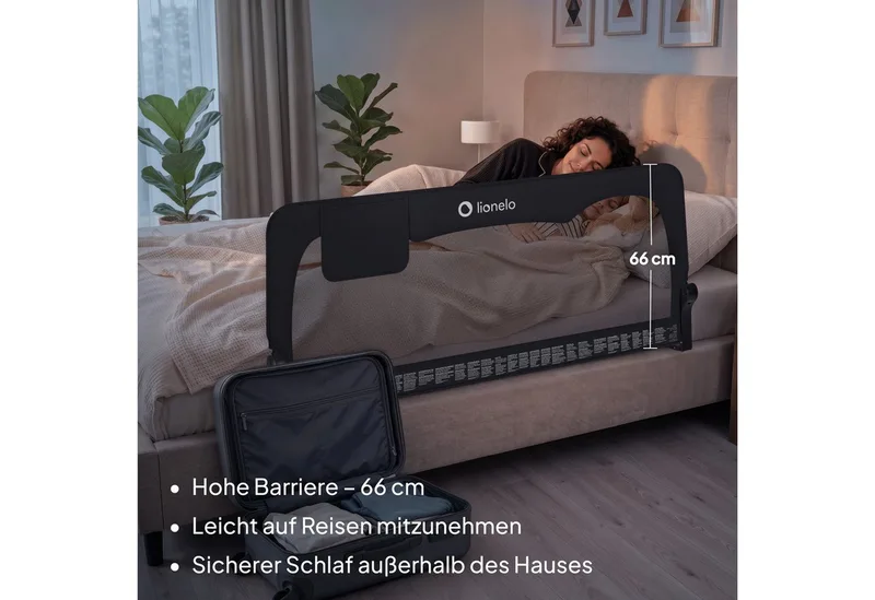 Bettschutzgitter HANNA (Set, Set), 180 Grad 66 cm hoch Standsafe SecureBelt von Lionelo in Beige, Braun – Produktfoto 4 von 5