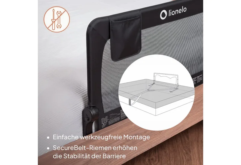 Bettschutzgitter HANNA (Set, Set), 180 Grad 66 cm hoch Standsafe SecureBelt von Lionelo in Beige, Braun – Produktfoto 5 von 5