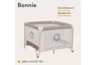 Bonnie Kinderbox - Babybox - tot 15 kg -Zijwanden van luchtige gaas - Ruime speelruimte - Systeem voor snel in- en opvouwen - Meegeleverde draagtas von Lionelo in Beige – Produktfoto 2 von 5