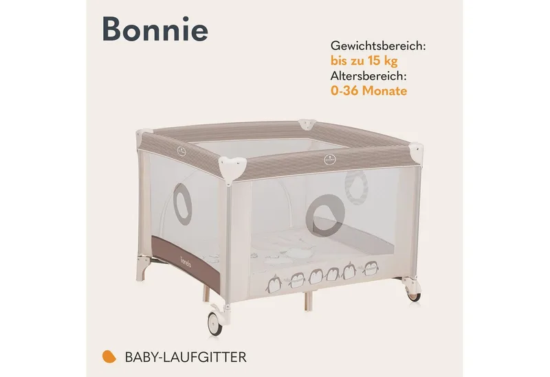 Bonnie Kinderbox - Babybox - tot 15 kg -Zijwanden van luchtige gaas - Ruime speelruimte - Systeem voor snel in- en opvouwen - Meegeleverde draagtas von Lionelo in Beige – Produktfoto 2 von 5