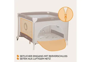 Bonnie Kinderbox - Babybox - tot 15 kg -Zijwanden van luchtige gaas - Ruime speelruimte - Systeem voor snel in- en opvouwen - Meegeleverde draagtas von Lionelo in Beige – Produktfoto 3 von 5