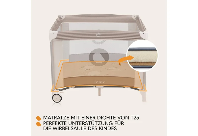 Bonnie Kinderbox - Babybox - tot 15 kg -Zijwanden van luchtige gaas - Ruime speelruimte - Systeem voor snel in- en opvouwen - Meegeleverde draagtas von Lionelo in Beige – Produktfoto 4 von 5