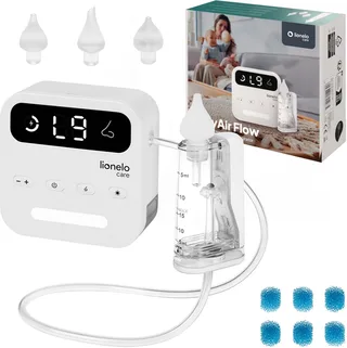 Care BabyAir – Neusreiniger Baby – Krachtige Neuszuiger: 65 kPa – Zuigkracht 7,5 l/min – Draadloos: 1500 mAh – LED Nachtlicht – 9 Zuigstanden – 3x Zachte Siliconen Tips – USB-C – Elektrische Neuspeer / Aspirator – Neusdouche by Lionelo – product photo 1 of 5