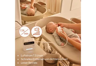 Care BabyAir – Neusreiniger Baby – Krachtige Neuszuiger: 65 kPa – Zuigkracht 7,5 l/min – Draadloos: 1500 mAh – LED Nachtlicht – 9 Zuigstanden – 3x Zachte Siliconen Tips – USB-C – Elektrische Neuspeer / Aspirator – Neusdouche by Lionelo – product photo 4 of 5