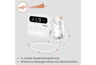 Care BabyAir – Neusreiniger Baby – Krachtige Neuszuiger: 65 kPa – Zuigkracht 7,5 l/min – Draadloos: 1500 mAh – LED Nachtlicht – 9 Zuigstanden – 3x Zachte Siliconen Tips – USB-C – Elektrische Neuspeer / Aspirator – Neusdouche by Lionelo – product photo 3 of 5