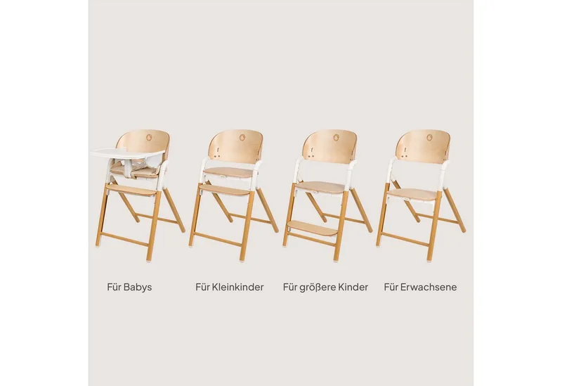 Celia 3-in-1 Houten Kinderstoel – Van Baby tot Volwassene – Verstelbare Zitting & Voetsteun – 5-punts Gordel – Eco-leer Bekleding – Inclusief BabySet & Eetblad – Draagvermogen tot 110 kg von Lionelo in Weiß – Produktfoto 4 von 4