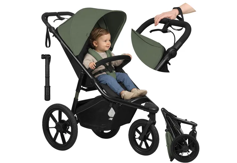 Dreirad-Kinderwagen AZURA, Baby-Jogging-Kinderwagen/ab 6 Monaten/sichere Wahl/bis zu 22 kg van Lionelo in Grün – productfoto