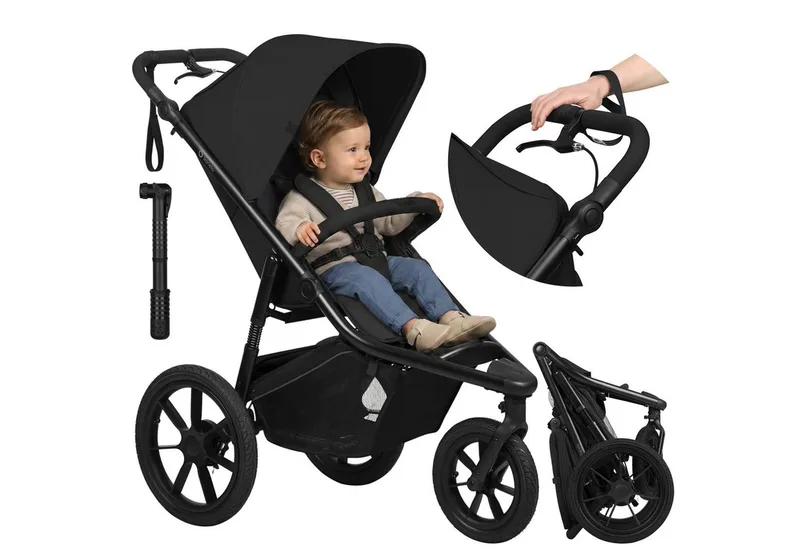 Dreirad-Kinderwagen AZURA, Baby-Jogging-Kinderwagen/ab 6 Monaten/sichere Wahl/bis zu 22 kg van Lionelo in Schwarz – productfoto