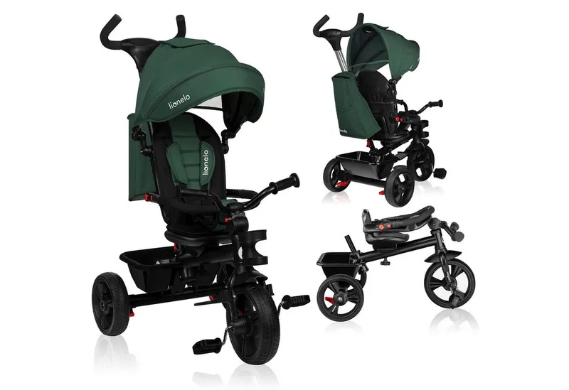 Dreirad-Kinderwagen HAARI, Elternlenkung, Zusammenklappbar, Tasche /von 18 Monaten bis 5 Jahren van Lionelo in Grün – productfoto