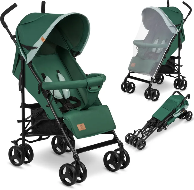 Elia - Buggy - Lichte 7kg en Duurzame Kinderwagen - Paraplu Buggy - 5-Punts Gordel - Rijke set - Grote Mand - Muskietennet - Geschikt voor Kinderen tot 15 kg - Verstelbare rugleuning tot Ligpositie en voetensteun - van 6 maanden tot 5 jaar van Lionelo in Groen – productfoto