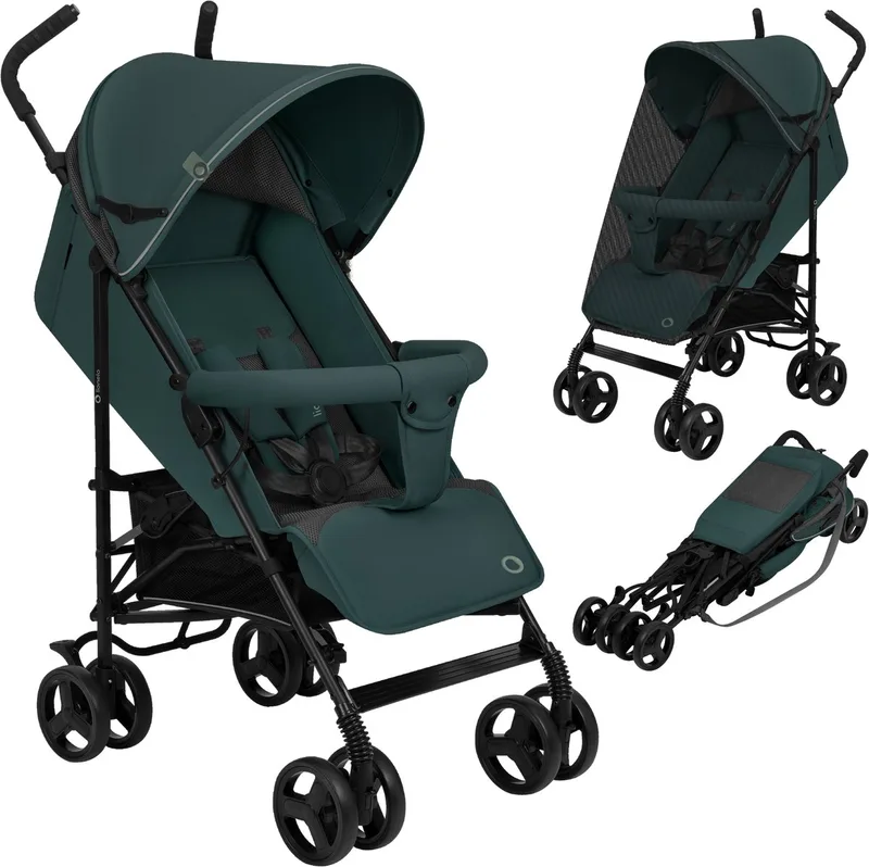 Elia - Buggy - Lichte 7kg en Duurzame Kinderwagen - Paraplu Buggy - 5-Punts Gordel - Rijke set - Grote Mand - Muskietennet - Geschikt voor Kinderen tot 15 kg - Verstelbare rugleuning tot Ligpositie en voetensteun - van 6 maanden tot 5 jaar de Lionelo en Groen – photo produit