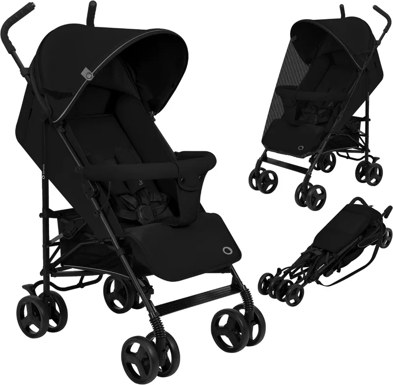 Elia - Buggy - Lichte 7kg en Duurzame Kinderwagen - Paraplu Buggy - 5-Punts Gordel - Rijke set - Grote Mand - Muskietennet - Geschikt voor Kinderen tot 15 kg - Verstelbare rugleuning tot Ligpositie en voetensteun - van 6 maanden tot 5 jaar de Lionelo en Zwart – photo produit
