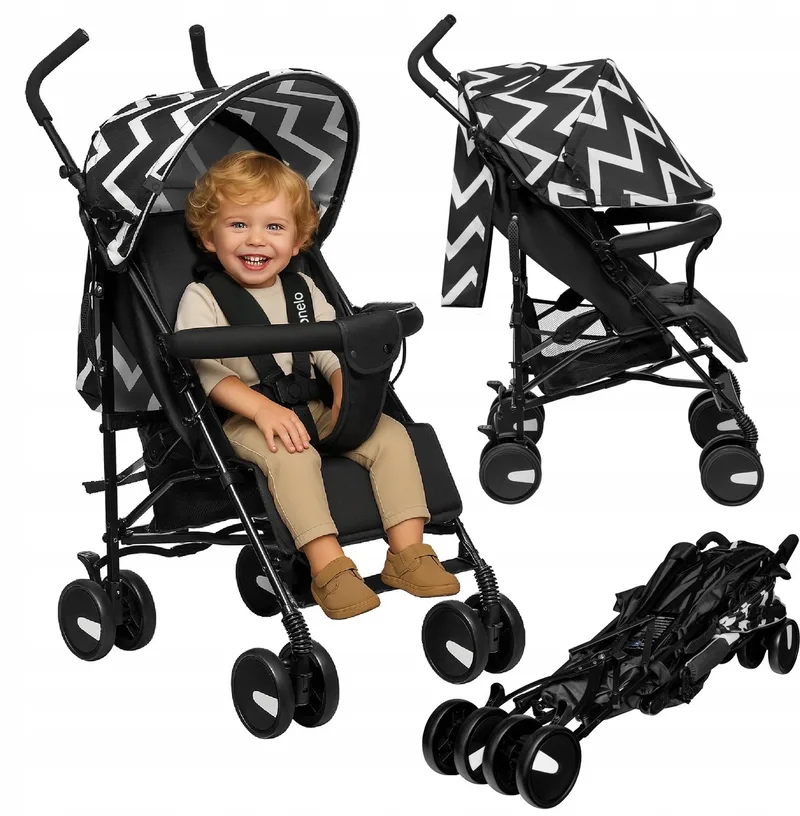 Elia: Lichtgewicht kinderwagen, compact opvouwbaar, ideaal voor reizen by Lionelo in Biały, czarny – product photo