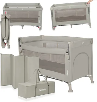 Ellen Reisbedje 3 in 1 – Aanschuifbedje, Baby- & Peuterbed - Co-Sleeper - Campingbed – 2 Matrasposities – Opvouwbaar – Wieltjes met Rem – Inclusief Draagtas – Tot 15 kg von Lionelo in Beige – Produktfoto 1 von 5