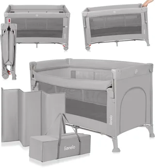 Ellen Reisbedje 3 in 1 – Aanschuifbedje, Baby- & Peuterbed - Co-Sleeper -– Campingbed – 2 Matrasposities – Opvouwbaar – Wieltjes met Rem – Inclusief Draagtas – Tot 15 kg by Lionelo in Grey – product photo 1 of 5