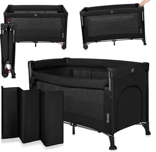 Ellen Reisbedje 3 in 1 – Aanschuifbedje, Baby- & Peuterbed - Co-Sleeper -– Campingbed – 2 Matrasposities – Opvouwbaar – Wieltjes met Rem – Inclusief Draagtas – Tot 15 kg by Lionelo in Black – product photo 1 of 5